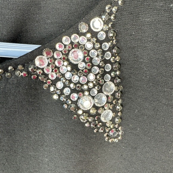 Ferrante Italian Dress Sz XS Rhinestone Detail Black Viscose Made In Italy NWT - Picture 4 of 15